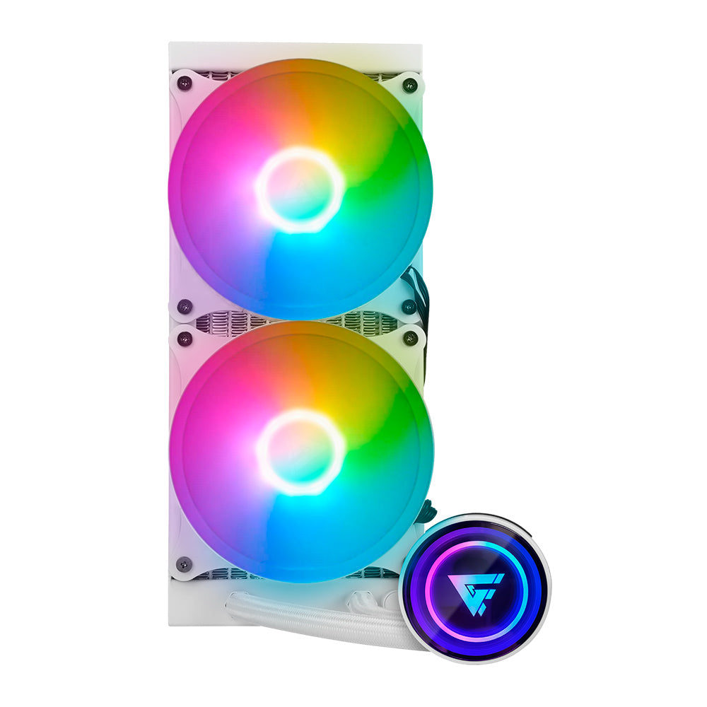 ENFRIAMIENTO LIQUIDO GAME FACTOR 2x120RGB 250W 70 CFM BLANCO LQG601 WH ENFRIAMIENTO LIQUIDO GAME FACTOR 2x120RGB 250W 70 CFM BLANCO LQG601 WH